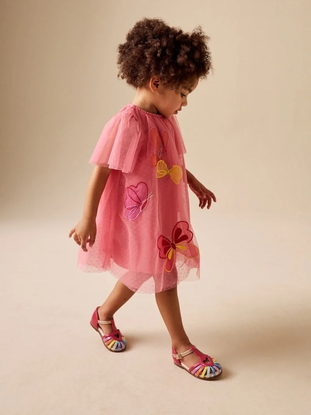 Coral Butterfly Angel Sleeve Mesh Dress NWT Size 3-4yrs